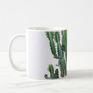 Caneca De Café Cacto Verde: Fundo Branco Minimalista