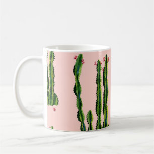 Caneca De Café Cactos de Aquarela: Padrão Sem Olhos Brilhante
