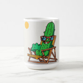 Caneca De Café Cactus Caricaturesco en la Playa - Taza Divertida