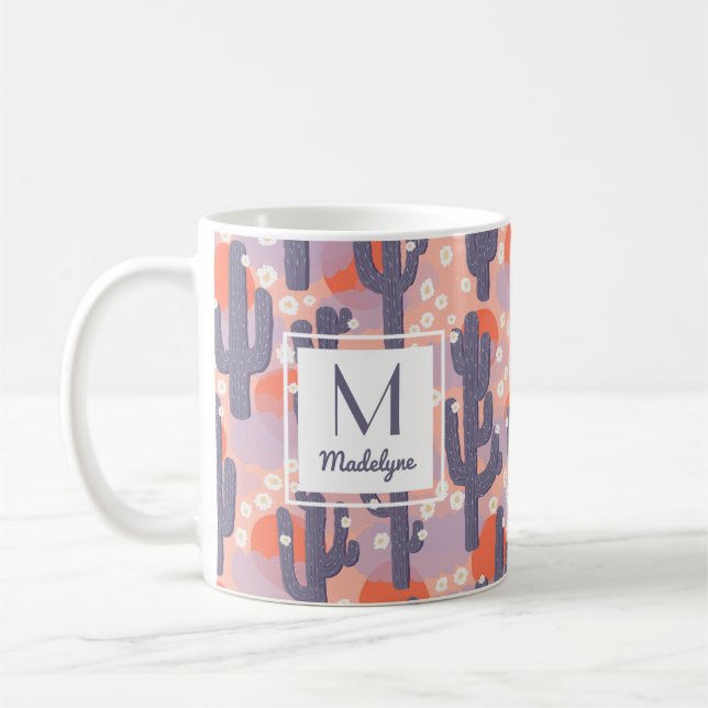 Caneca De Café Cactus Desert Sunset Floral Personalizado (Esquerda)