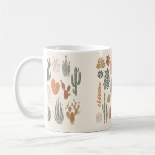 Caneca De Café Cactus e padrão suculento sem costura