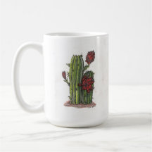 Cactus em Sangue com Flores Vermelhas 1 Mug de Caf