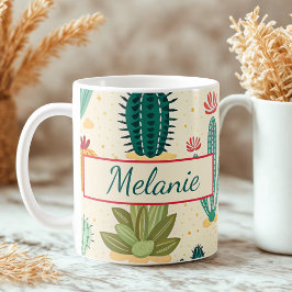 Caneca De Café Cactus Floral Personalizado Colorido
