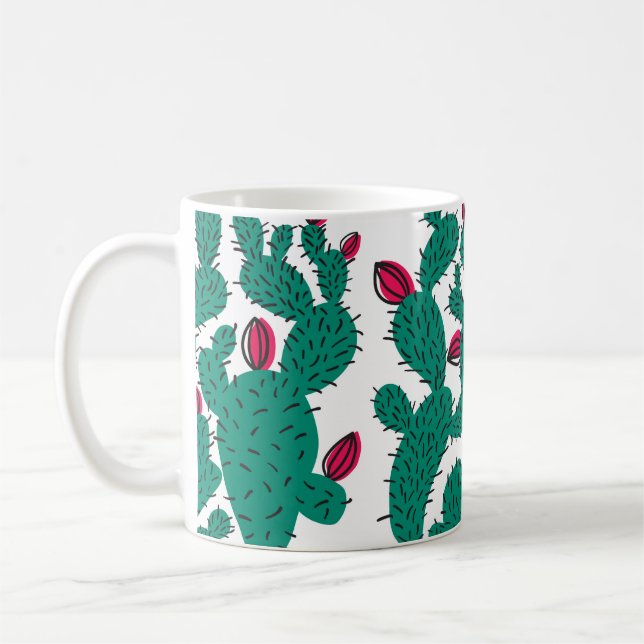 Caneca De Café Cactus plant seamless pattern. Abstract hipster de (Esquerda)