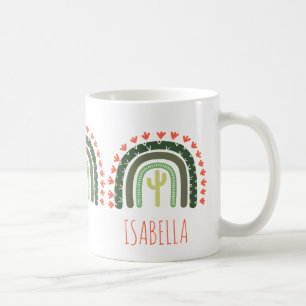 Caneca De Café Cactus Rainbow NAME Orange Green Desert