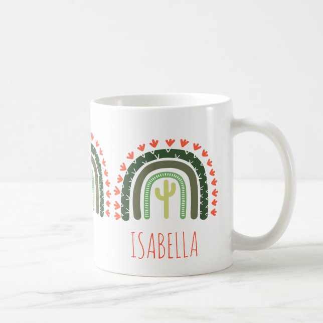 Caneca De Café Cactus Rainbow NAME Orange Green Desert (Direita)