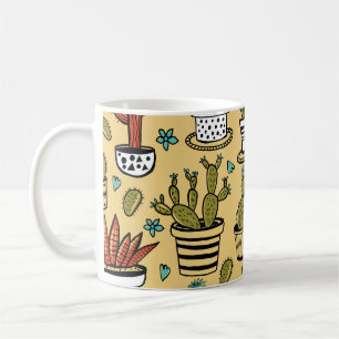 Caneca De Café Cactus Succulent: desenho desenhado à mão