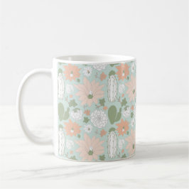 Caneca De Café Cactus Succulta Peach Floral Divertida
