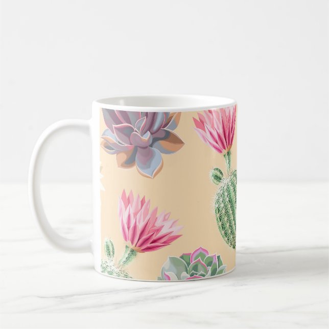 Caneca De Café Cactus Suculente: Padrão de Alto Detalhe (Esquerda)