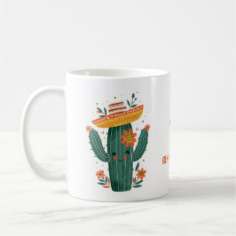 Caneca De Café Cactus Watercolor Mexicano Feliz Cinco de Mayo