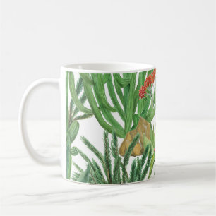 Caneca De Café Cactus Watercolor: pintura de padrão sem costura