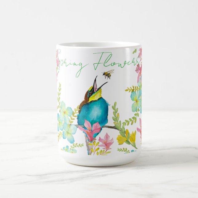 Caneca De Café Cadeado de flores de primavera (Centro)