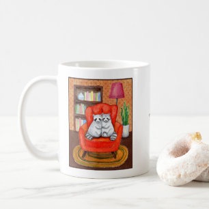 Caneca De Café Cadeira Personalizada Casal de Guaxinins Engraçado