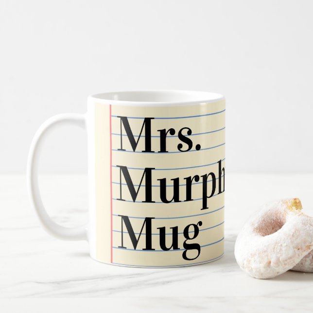 Caneca De Café Caderno de notas personalizado para professor (Com Donut)