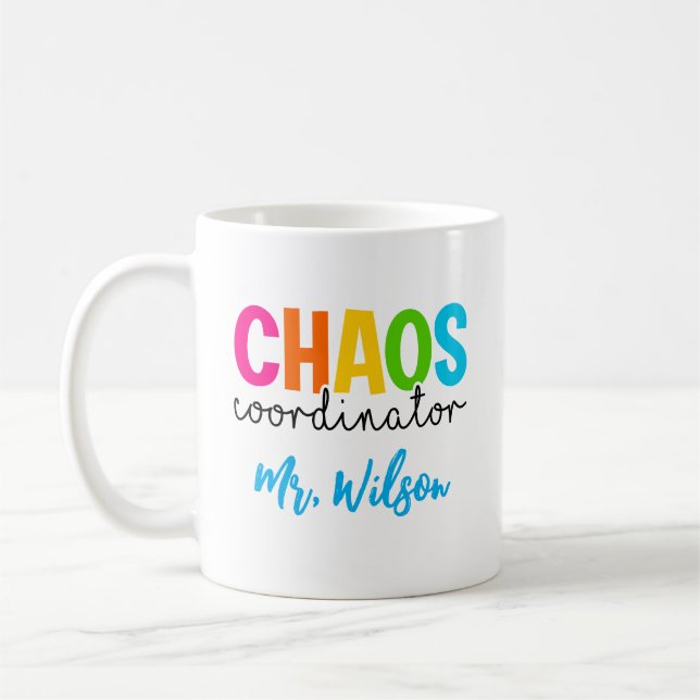 Caneca De Café Caderno do Coordenador de Caos – Citação Divertida (Esquerda)