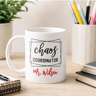 Caneca De Café Caderno do Coordenador de Caos – Citação Divertida