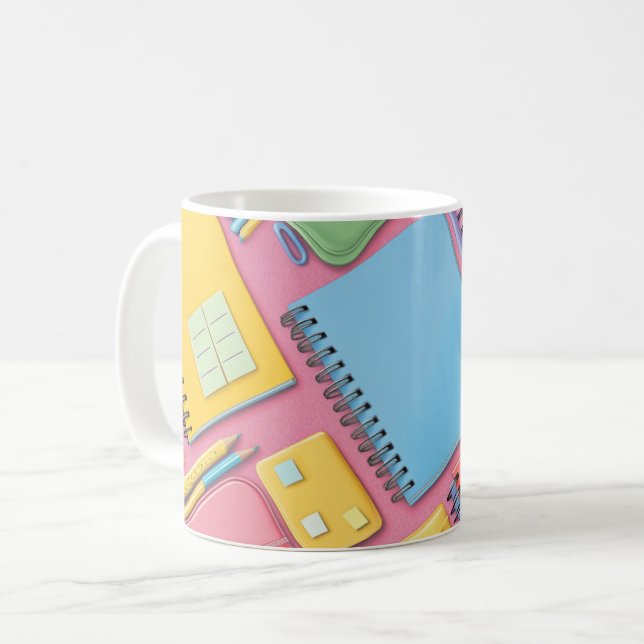 Caneca De Café caderno espiral azul de estilo moderno é ideal par (Frente Esquerda)