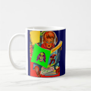 Caneca De Café cadete espacial lendo livro de ficção científica