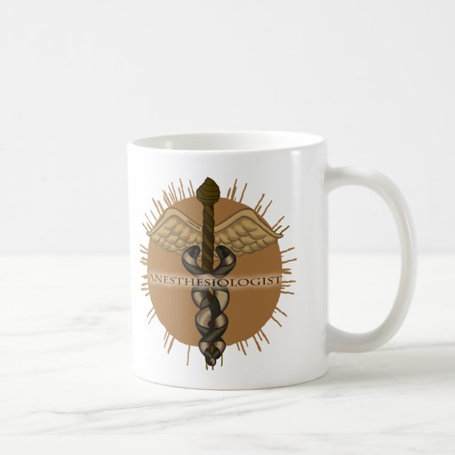 Caneca De Café Caduceu de Anestesiologista (Direita)