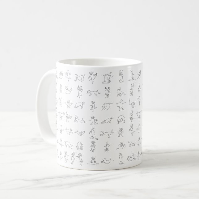 Caneca De Café Cães a fazer ioga, pose de ioga cão (Frente Esquerda)