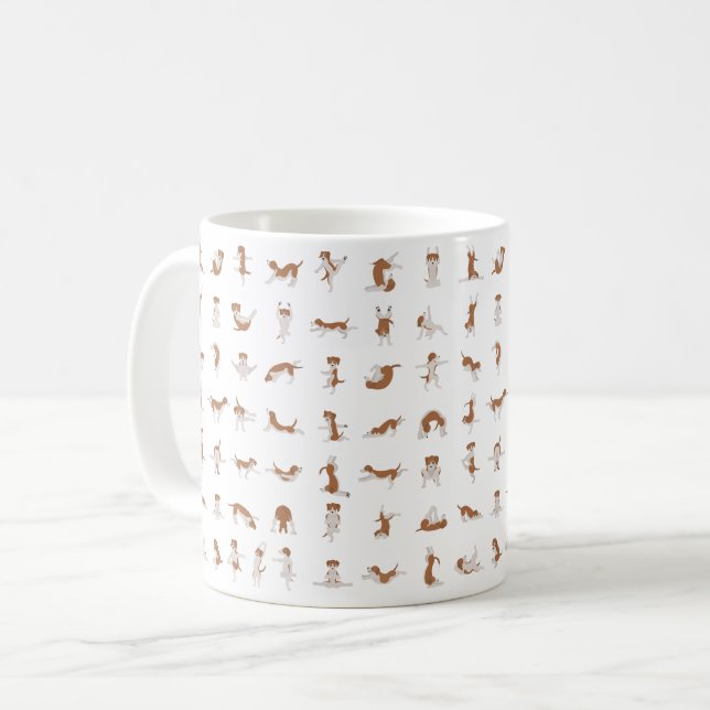 Caneca De Café Cães a fazer ioga, pose de ioga cão (Frente Esquerda)