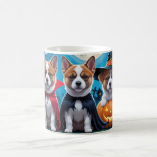 Caneca De Café Cães Akita Abóbora Dia das Bruxas Engraçado