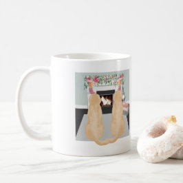Caneca De Café Cães Amarelos Labradores Na Cena De Lareira De Nat