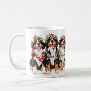 Caneca De Café Cães Berneses de Montanha Havaianos Lei de Flores