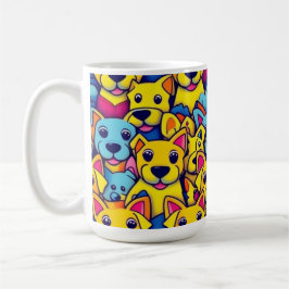 Caneca De Café Cães bonitos e coloridos cães felizes