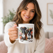 Cães Boxer E Flores