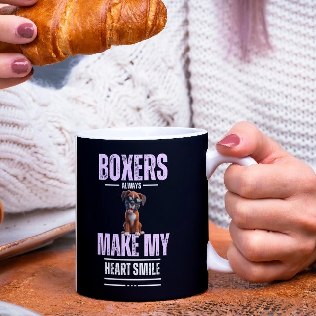 Caneca De Café Cães Boxer Fazem Meu Coração Sorrir (Criador carregado)