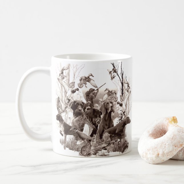Caneca De Café Cães caçadores, cães-trombose, época de caça (Com Donut)