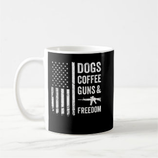 Caneca De Café CÃES CAFÉ ARMAS E LIBERDADE - Funny Pro Gun Americ