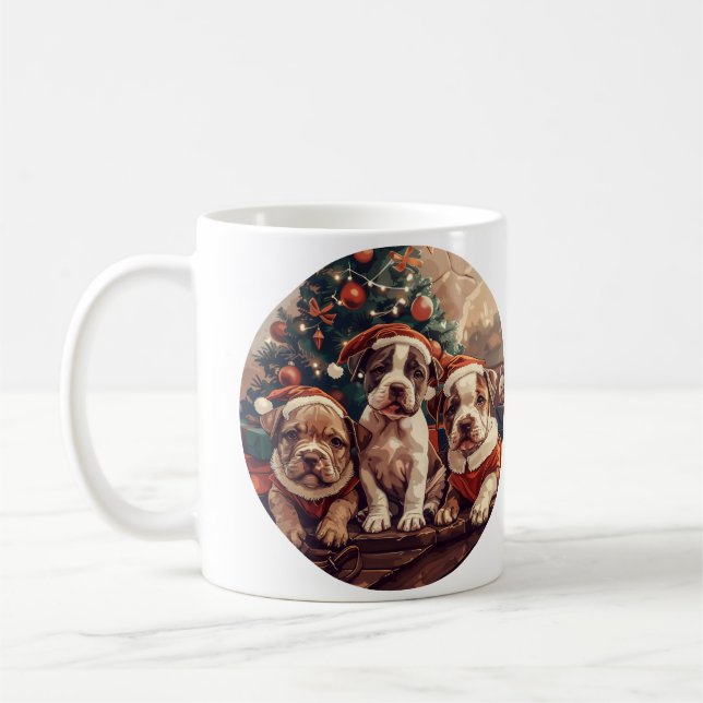 Caneca De Café Cães de Cachorro Pit Bull de Natal (Esquerda)