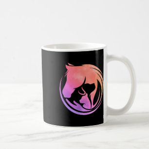 Caneca De Café Cães de Cavalo de Água Gatos Horseback de Arte Cl