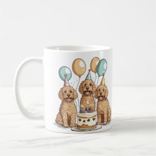 Caneca De Café Cães de Goldendoodle de Aniversário