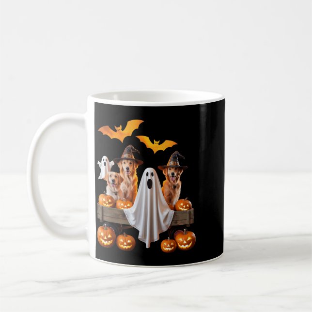 Caneca De Café Cães de Halloween com Abóboras e Morcegos para Ani (Esquerda)
