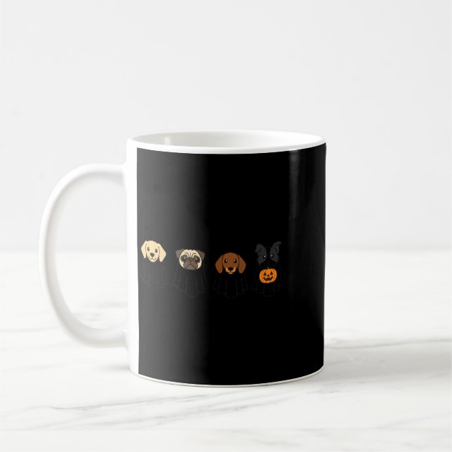 Caneca De Café Cães de Halloween Fantasmas Pug Lab Dachshund Terr (Esquerda)