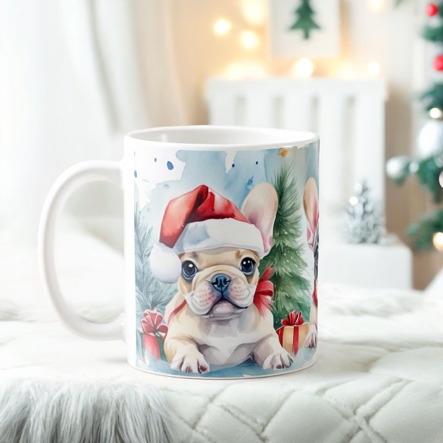 Caneca De Café Cães de Natal Festivos Franceses (Criador carregado)