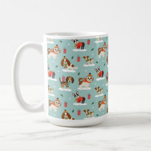 Caneca De Café Cães de Natal no Padrão Cozy Scarves