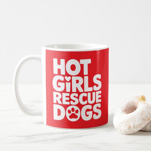 Caneca De Café Cães de Salvamento de Meninas Quentes (Com Donut)