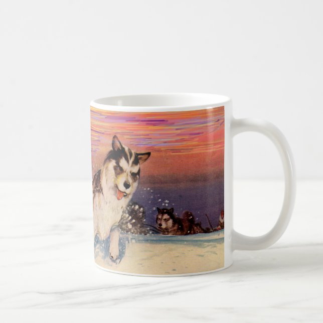 Caneca De Café Cães de trenó siberianos da década de 1940 a fazer (Direita)