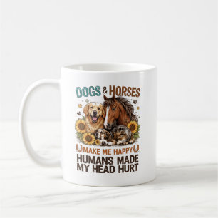 Caneca De Café Cães e Cavalos Me Fazem Feliz Amante de Animais Di