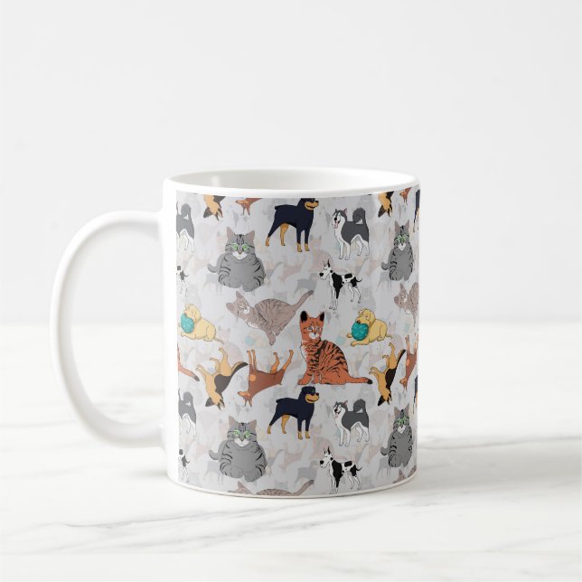 Caneca De Café Cães E Gatos, Design (Esquerda)