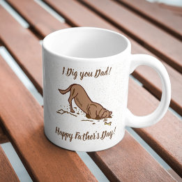 Caneca De Café Cães Escavadores - Feliz Dia dos Pais.