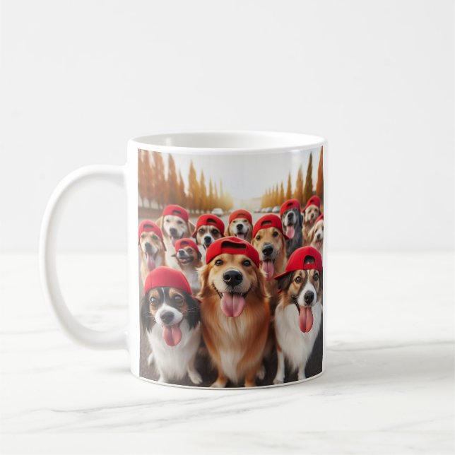 CANECA DE CAFÉ CÃES FELIZES EM ÓDIOS VERMELHOS (Esquerda)