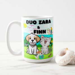 Caneca De Café Cães, Gatos, Delitos De Penas Entre A Natureza