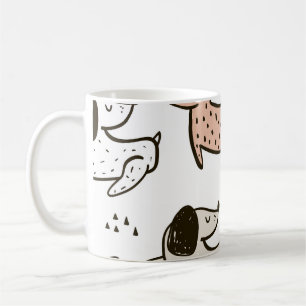 Caneca De Café Cães infantis, desenhados à mão, padrão de tendênc