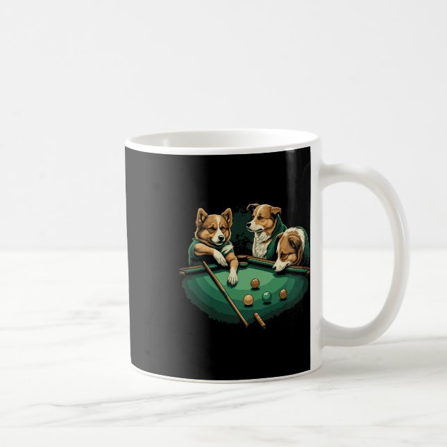 Caneca De Café Cães Jogando Piscina Bilhar Mesa 8 Bola (Direita)