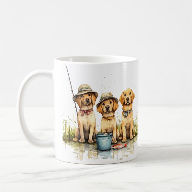 Caneca De Café Cães Labrador Retriever Pescando (Esquerda)